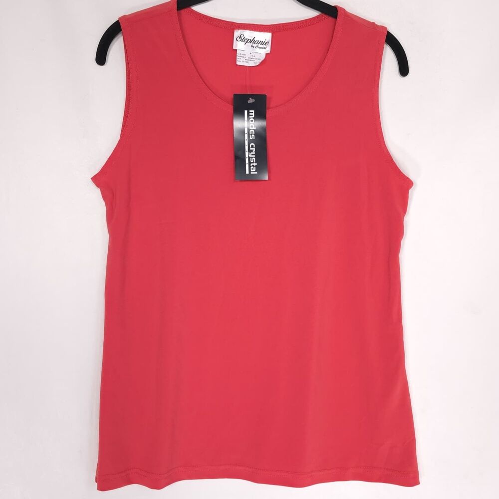 STEPHANIE BY CRISTAL New Women Sleeveless Coral Tank Top SMALL SX-1808